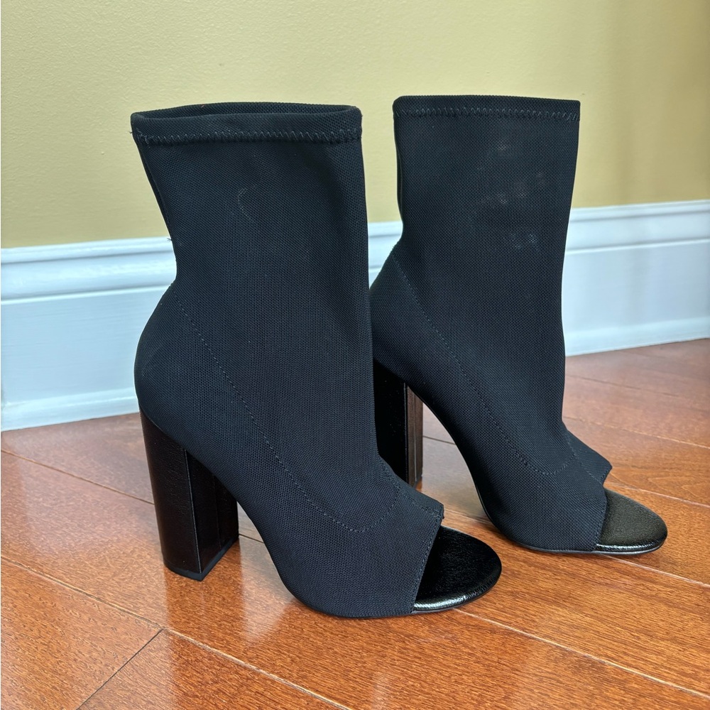 Mix No. 6 Black Peep-Toe Heeled Boots